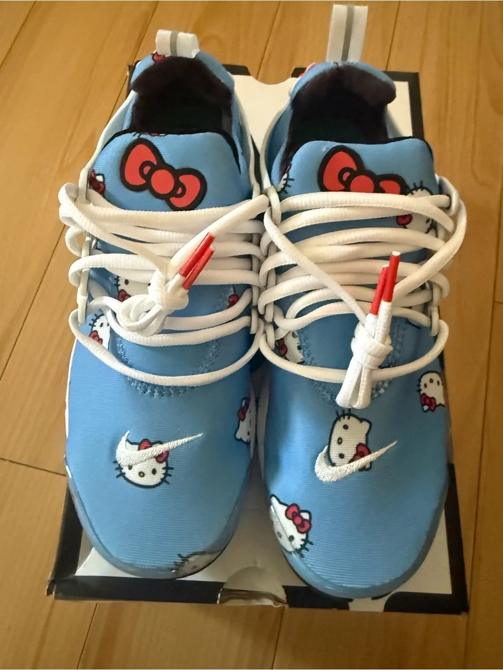Nike Big Kids Light Blue Hello Kitty Graphic Sneakers with White Accents